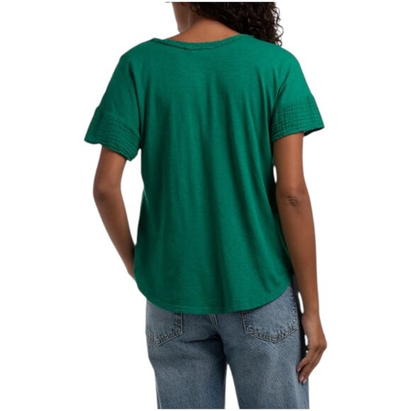 MICHAEL STARS Made In Usa Supima Cotton Gretna V-neck Relaxed Tee - Picture 2 of 2